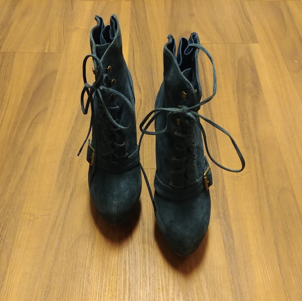 Steve Madden Genuine leather teal platform booties - Picture 3 of 8